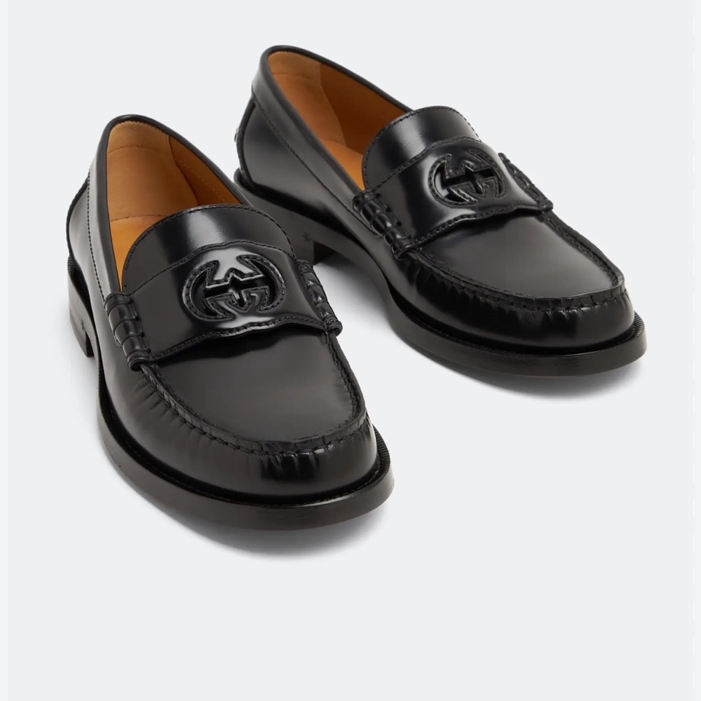 Gucci Black Leather Horsebit Loafers